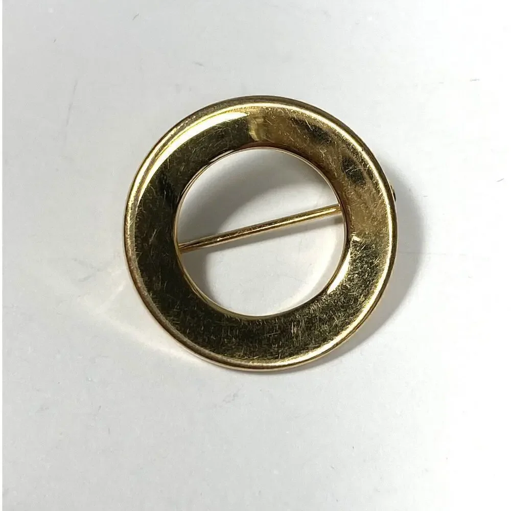 MONET Brooch Circle Donut Gold Tone Pin Vintage Lot of Two